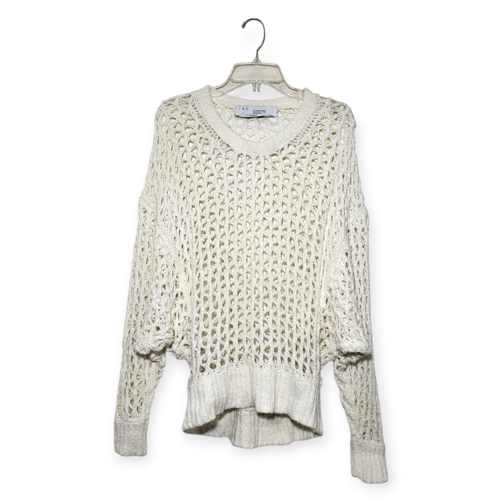 IRO Wool Alpaca Blend Oversized Open Knit Sweater Off-White Size XS